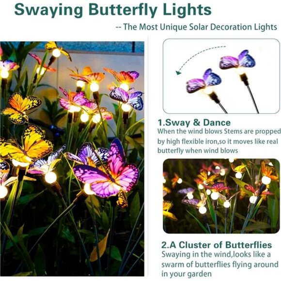 Solar Garden Lights - Swaying Butterfly Light, Swaying in The Wind - Picture 2 of 7
